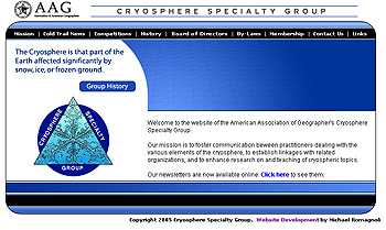 American Association of Geographers Cryosphere Specialty Group Website Design Review