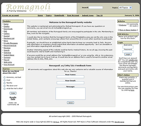 Romagnoli Family Website Design Review