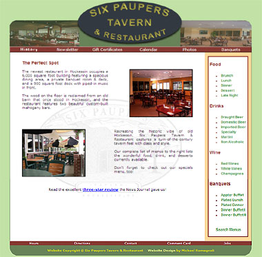 Six Paupers Restaurant and Tavern Website Design