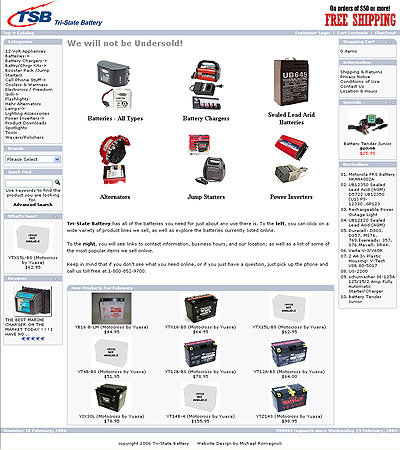 Tri-State Battery Warehouse E-Commerce Website Design Review